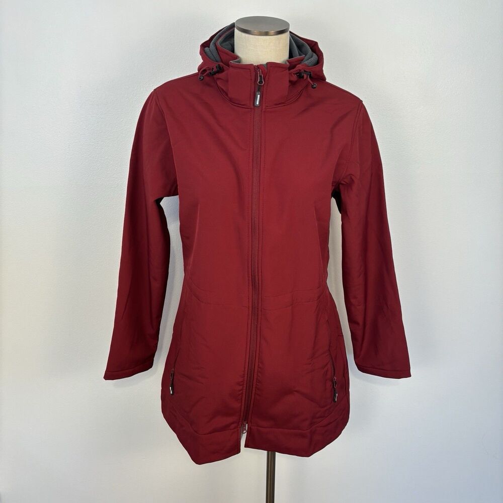 Outdoor Ventures Womens M Softshell Jacket Wine Burgundy Windbreaker Rain Jacket